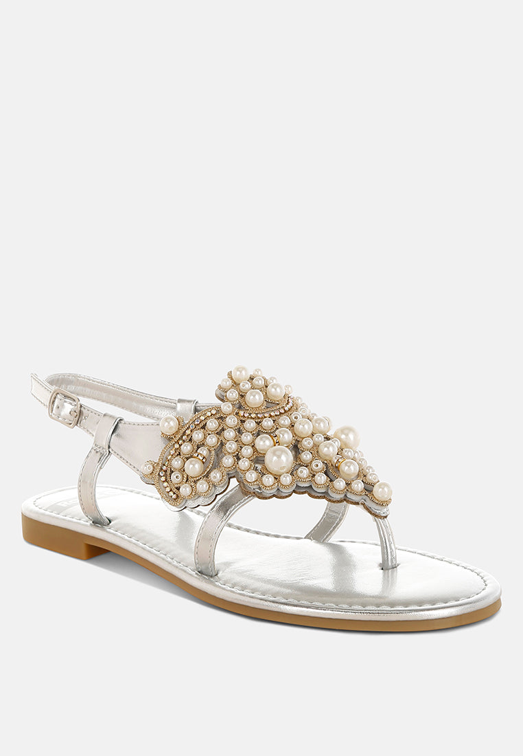 opazie metallic pearl embellished flats#color_silver