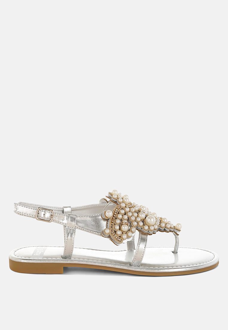 opazie metallic pearl embellished flats#color_silver