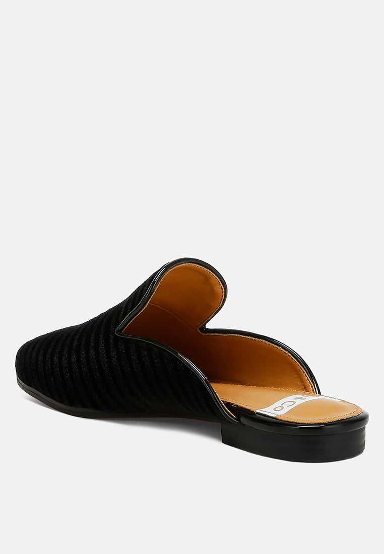 ouzini velvet textured slip on mules#color_black