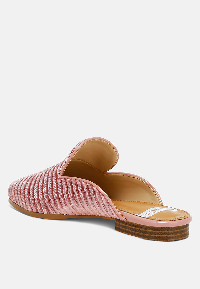 ouzini velvet textured slip on mules#color_pink