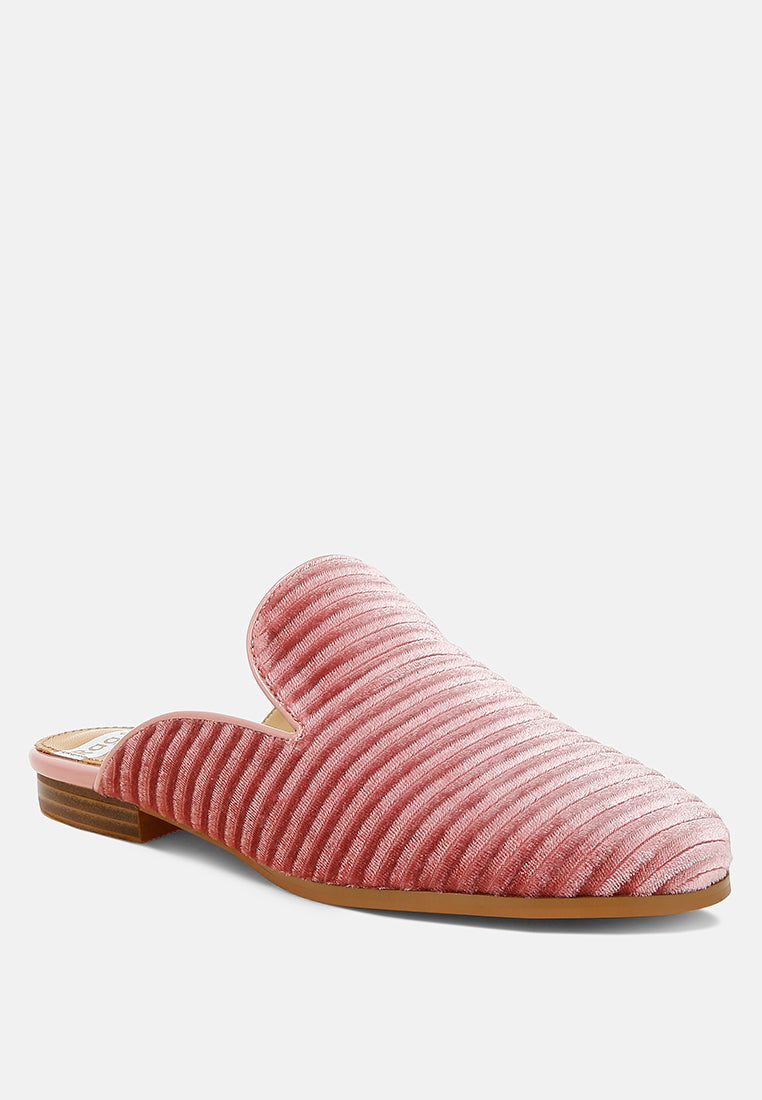 ouzini velvet textured slip on mules#color_pink