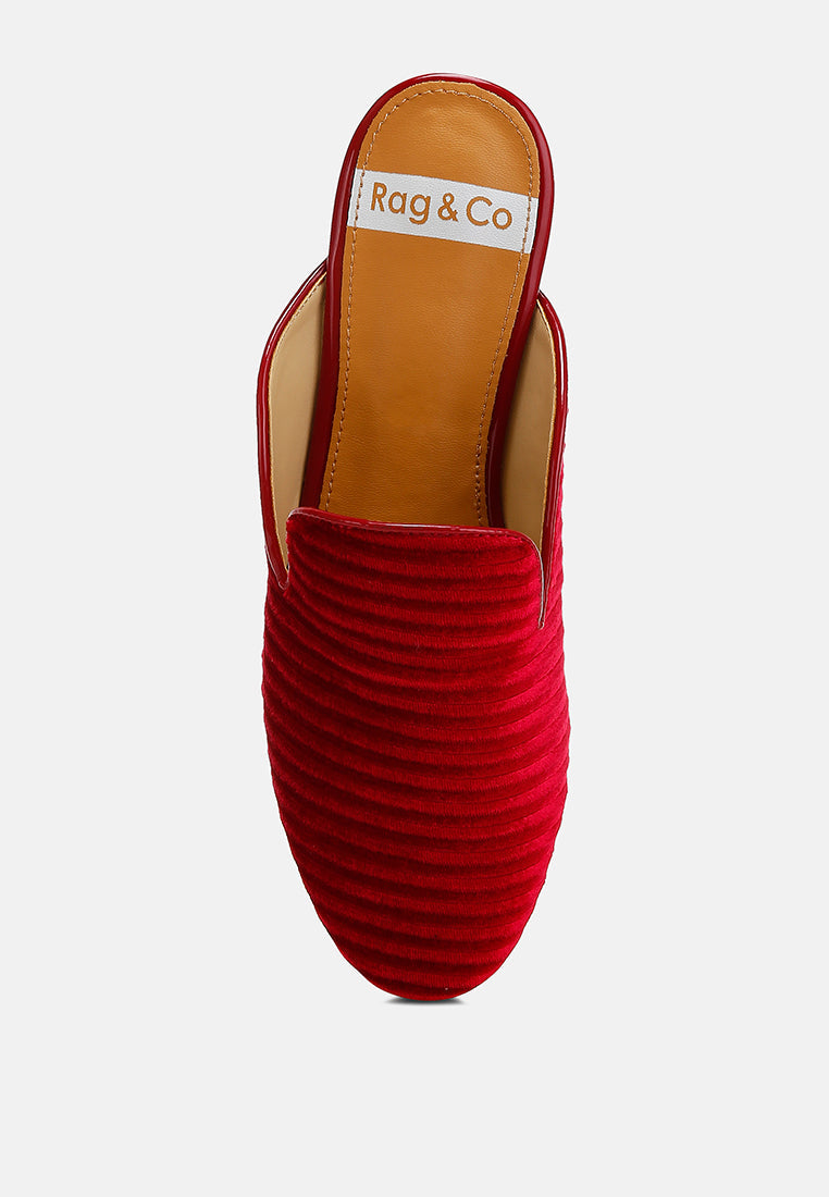 ouzini velvet textured slip on mules#color_red