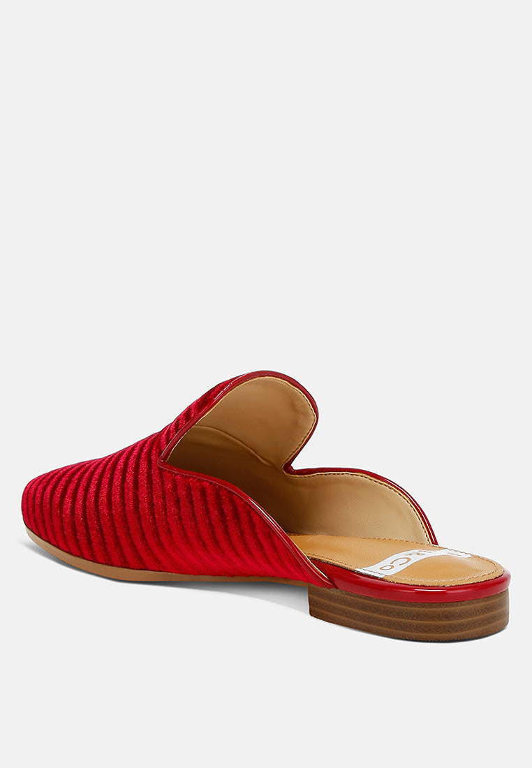 ouzini velvet textured slip on mules#color_red