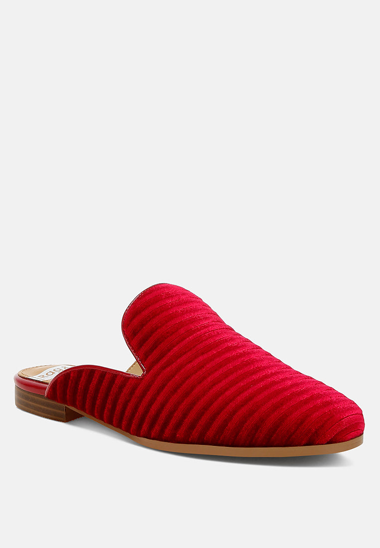 ouzini velvet textured slip on mules#color_red
