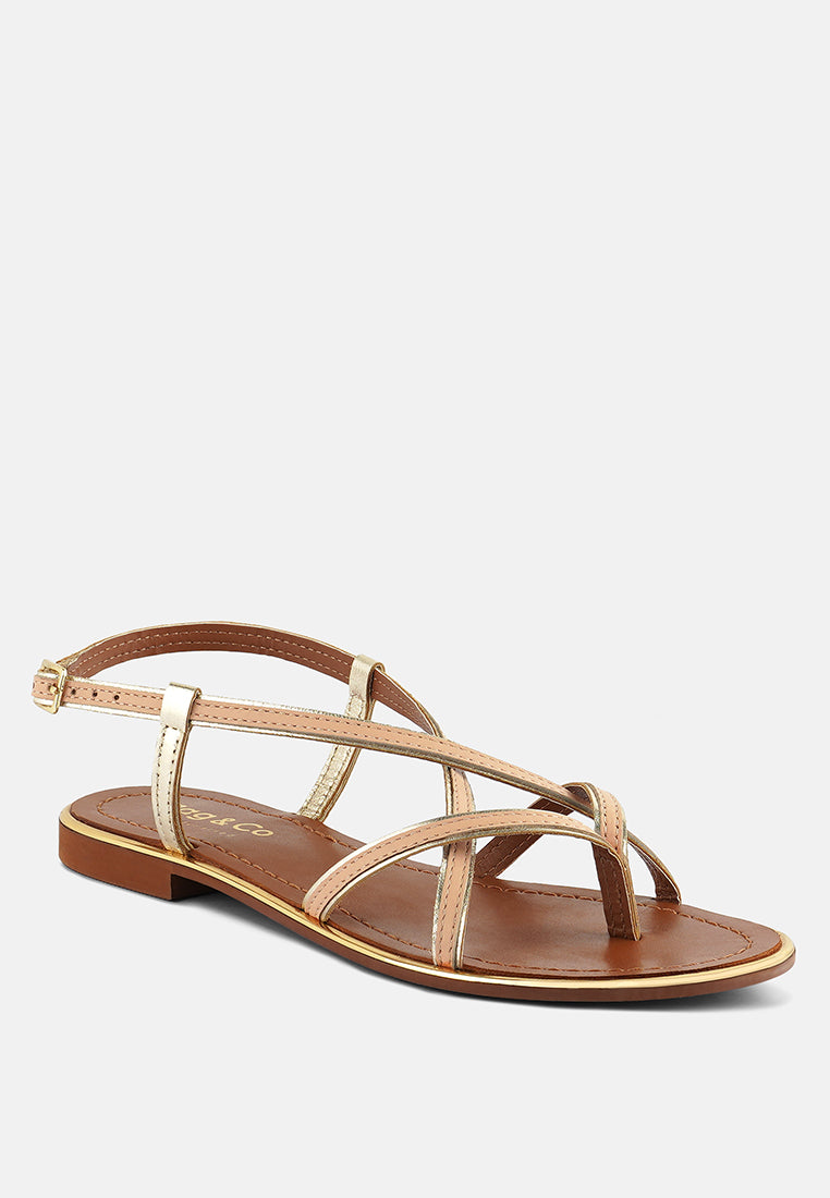 PHEOBE Strappy Beige Flat Sandals#color_beige