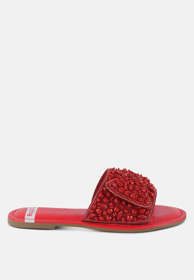 pipa big bow beaded flats#color_red