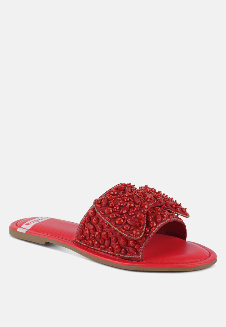 pipa big bow beaded flats#color_red
