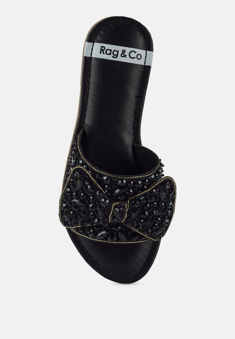 pipa big bow beaded flats#color_black
