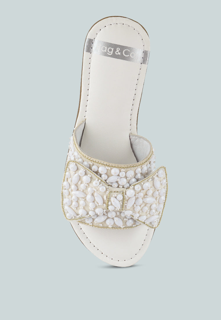 pipa big bow beaded flats#color_white
