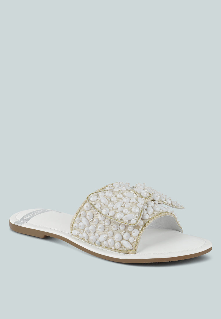 pipa big bow beaded flats#color_white