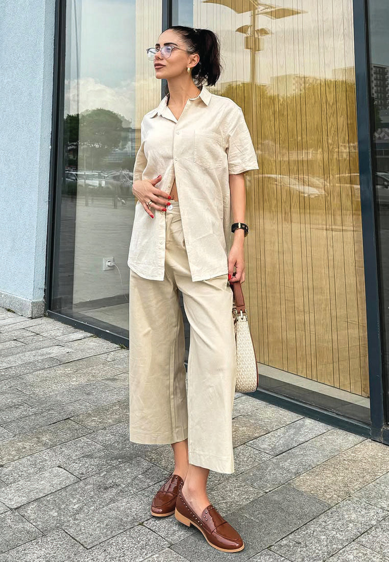 emilia tan patent stud penny loafers#color_tan