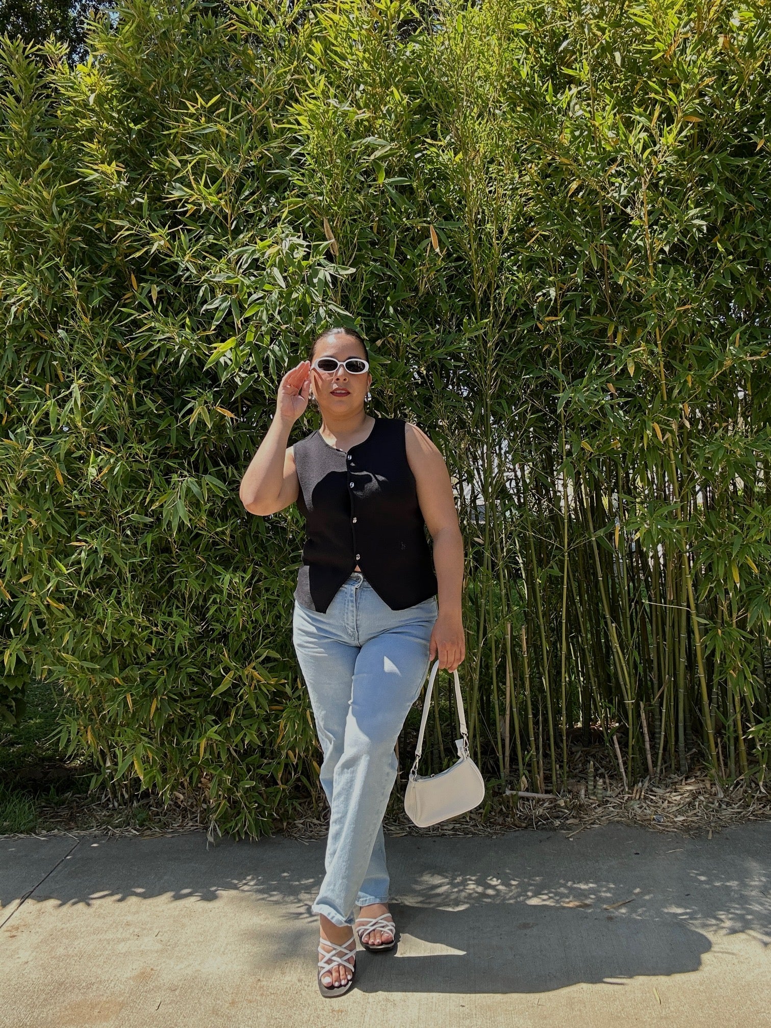 SWEETIN White Strappy Flat Slip On Sandals#color_white