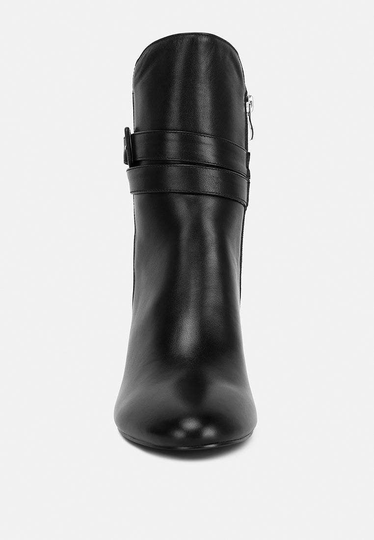 Cobra Buckle Strap Embellished Boots In Black#color_black