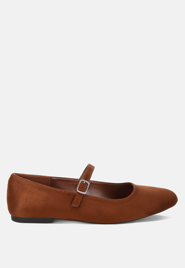 jobal mary jane ballet flats#color_brown: microfiber