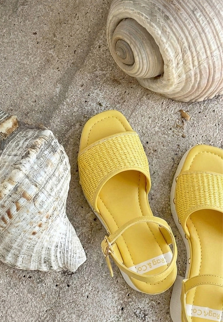 mazaro raffia chunky sandals#color_yellow