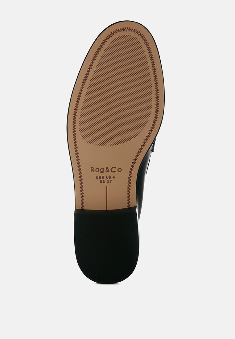 raisa stud embellished penny loafers#color_black off white