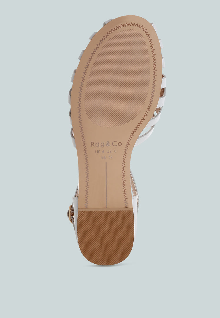 ramita horsebit fringe flat sandals#color_white