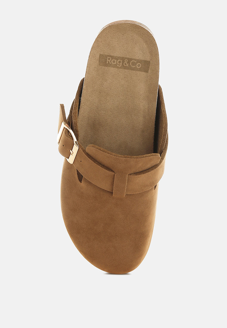 ratiha buckle accent slip-on footbed mules#color_tan