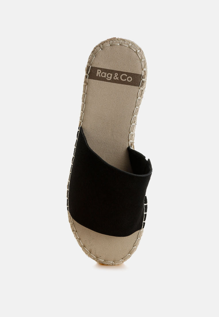 huntra real soft leather espadrille flatforms#color_black