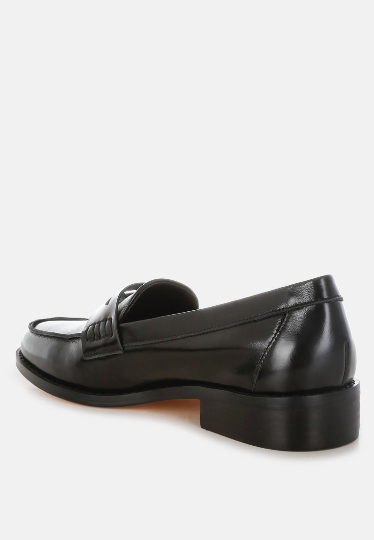 roxana real leather penny strap loafers#color_black