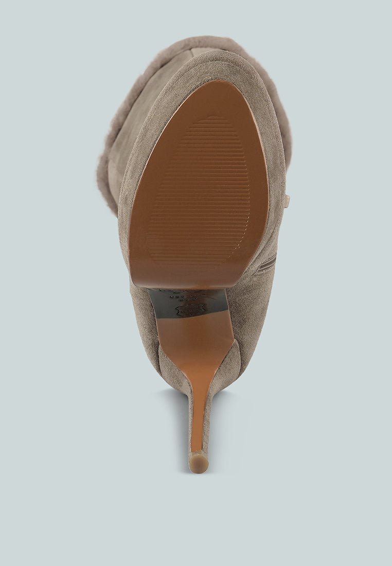 SALDANA Convertible Suede Leather Taupe High Boots#color_taupe