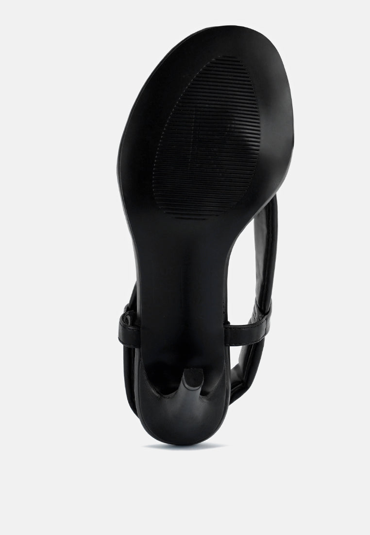 SINGLES Black High Heeled Thong Sandals#color_black