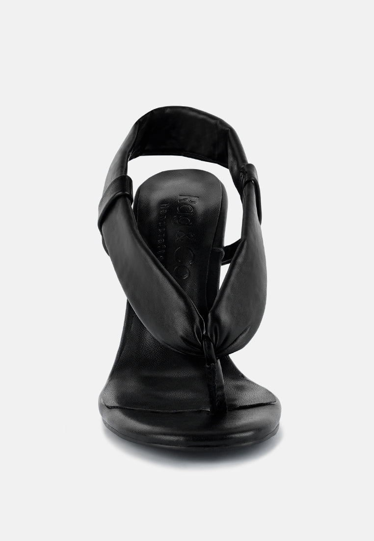 SINGLES Black High Heeled Thong Sandals#color_black