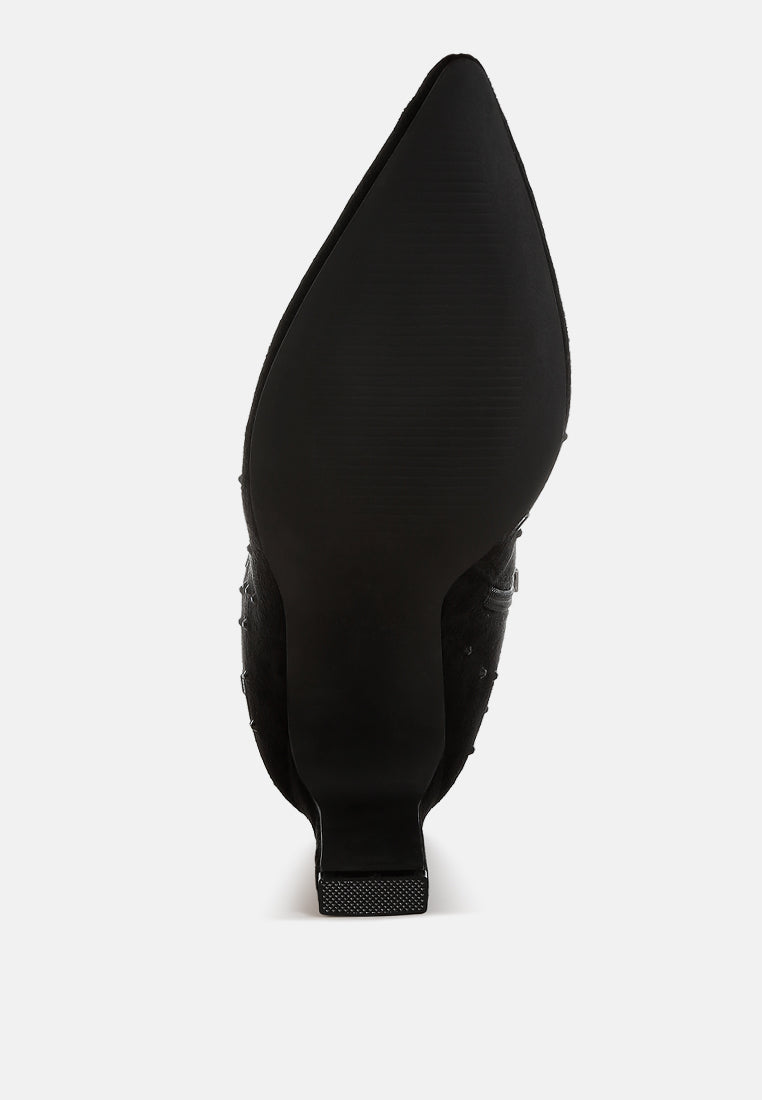 sakura diamante embellished microfiber boots#color_black