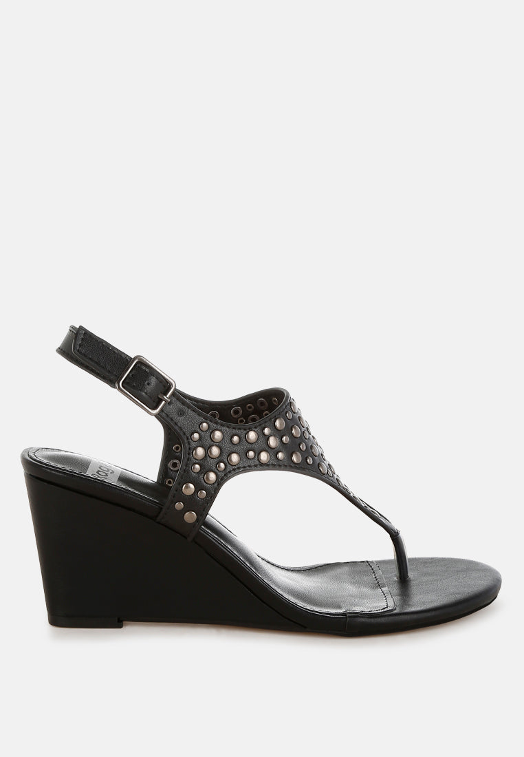 sappho studded thong toe wedges#color_black