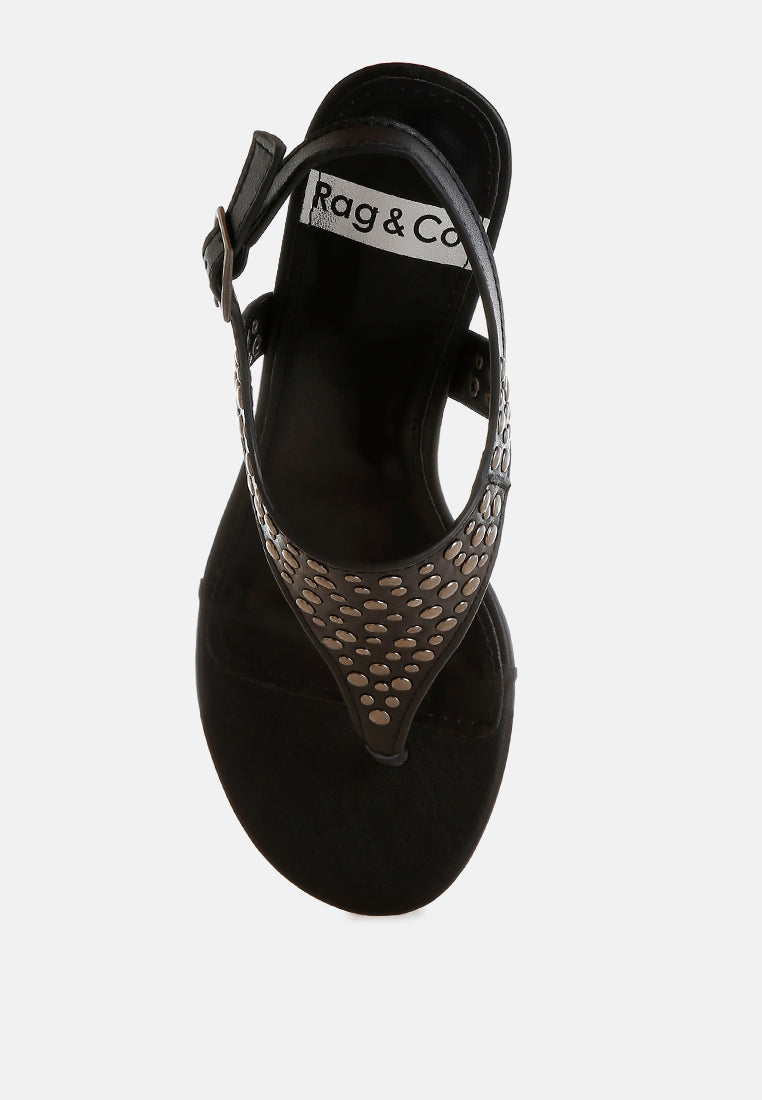 sappho studded thong toe wedges#color_black