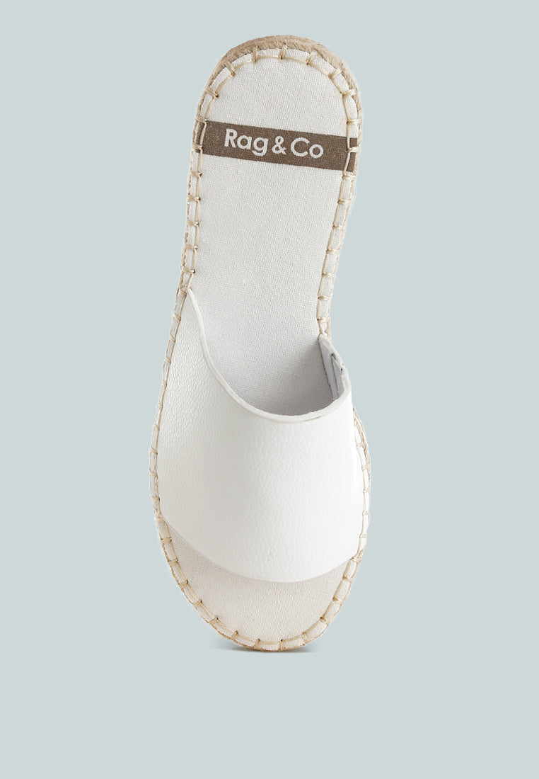 scalar genuine soft leather espadrille flatforms#color_white