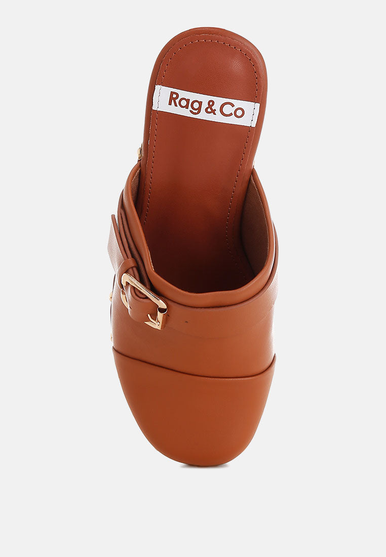 septim genuine leather studded clog heels#color_tan