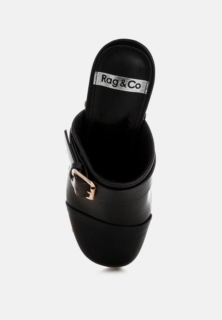 septim genuine leather studded clog heels#color_black