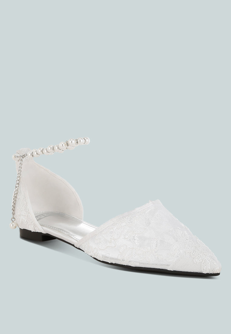shrami pearl & rhinestone strap flat sandals#color_white