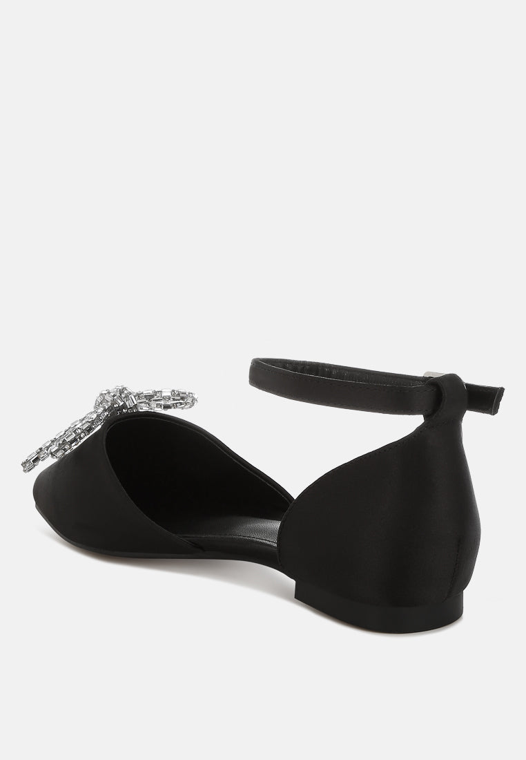 simina rhinestone detail bow flat sandals#color_black