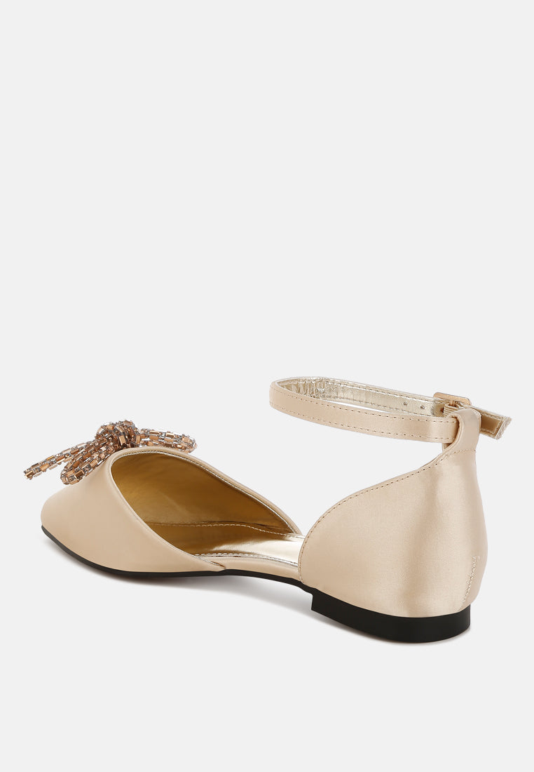 simina rhinestone detail bow flat sandals#color_gold