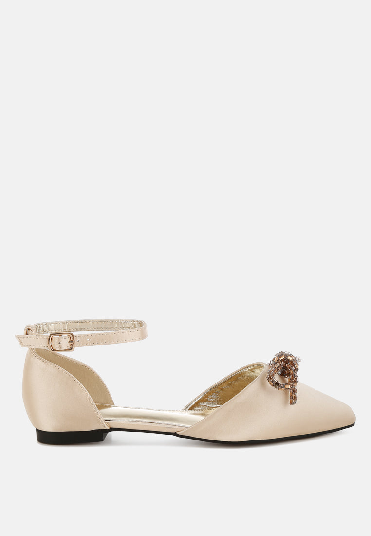 simina rhinestone detail bow flat sandals#color_gold