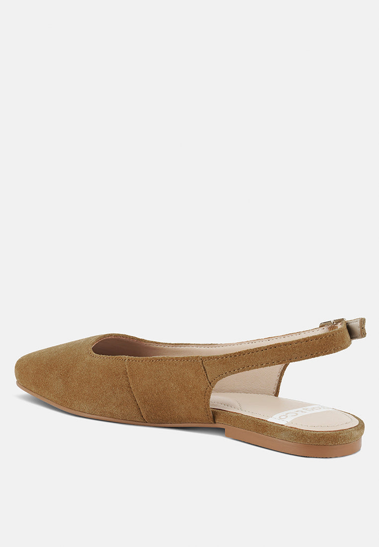 sozani genuine suede leather slingback flats#color_tan