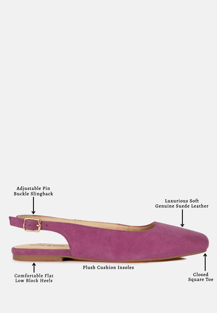 sozani genuine suede leather slingback flats#color_fuchsia
