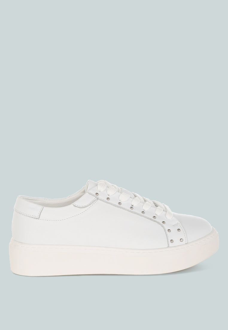 strider studs embellished chunky sneakers#color_white