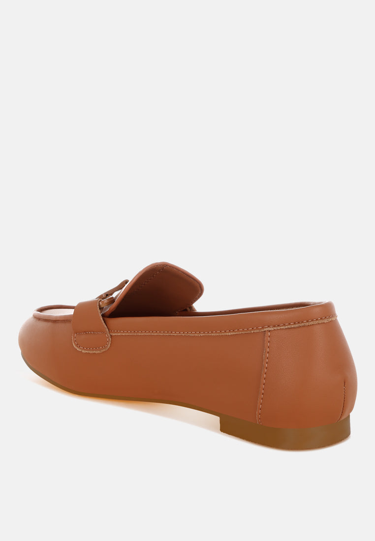 taranis monochromatic horsebit real leather loafers#color_tan