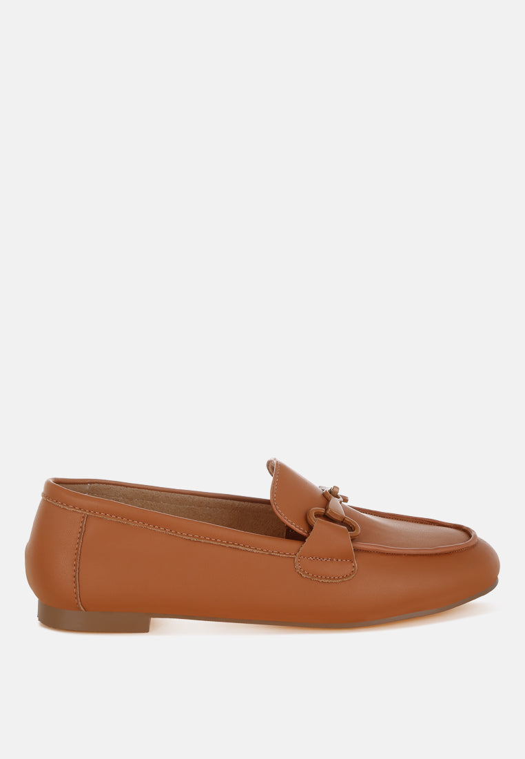 taranis monochromatic horsebit real leather loafers#color_tan
