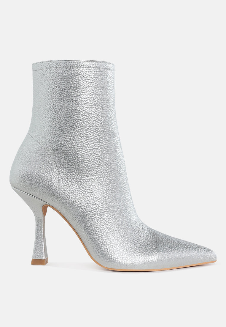 tentia metallic pleather spool heel boots#color_silver