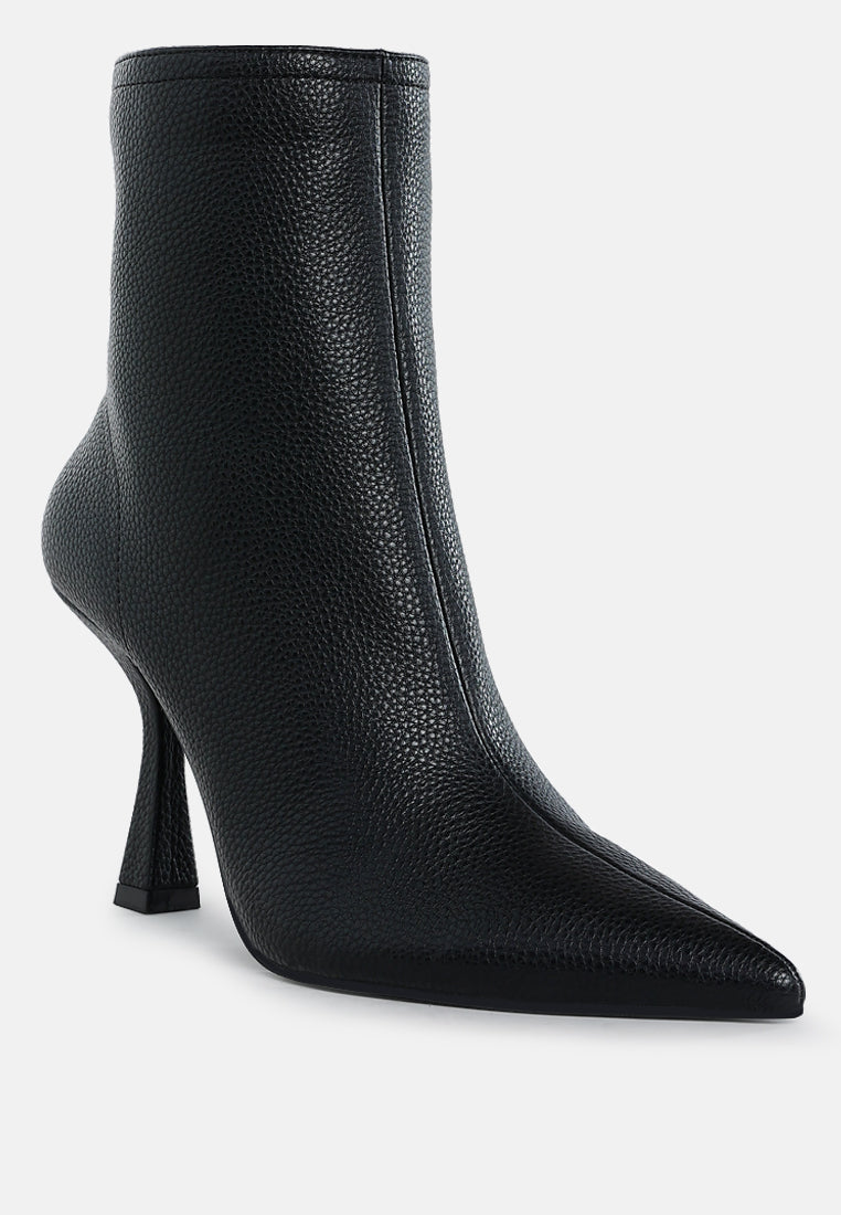 tentia metallic pleather spool heel boots#color_black