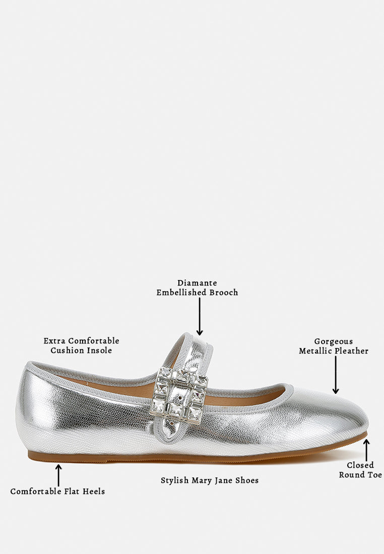 upstage brooch mary jane sandals#color_silver