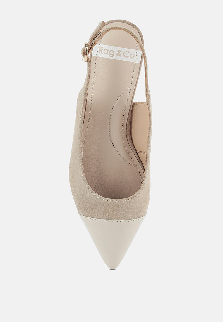 uwaha genuine leather & real suede slingback flats#color_beige