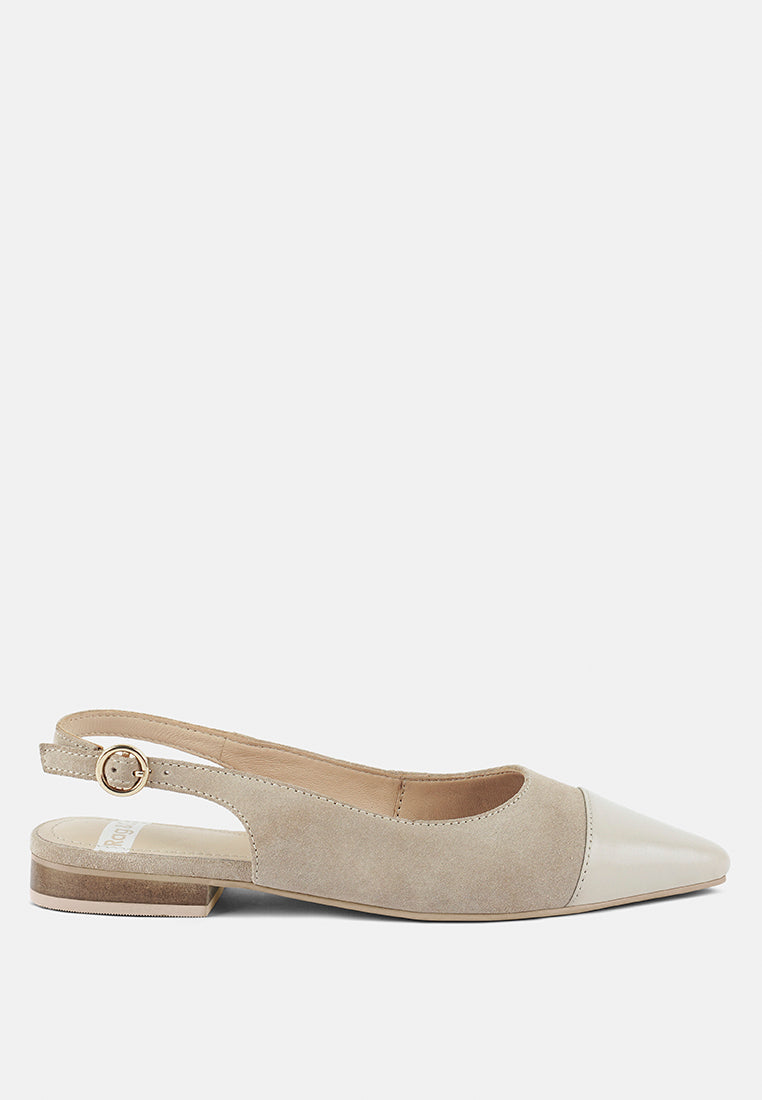 uwaha genuine leather & real suede slingback flats#color_beige