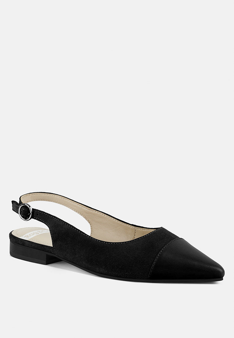 uwaha genuine leather & real suede slingback flats#color_black