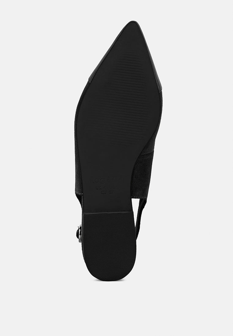 uwaha genuine leather & real suede slingback flats#color_black
