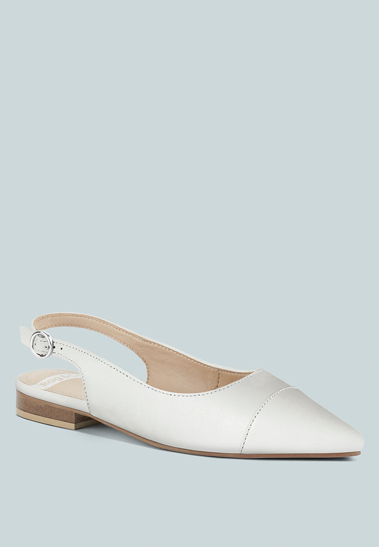 uwaha genuine leather & real suede slingback flats#color_white